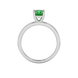 Green cushion cut solitaire gemstone ring in white gold four-prong setting