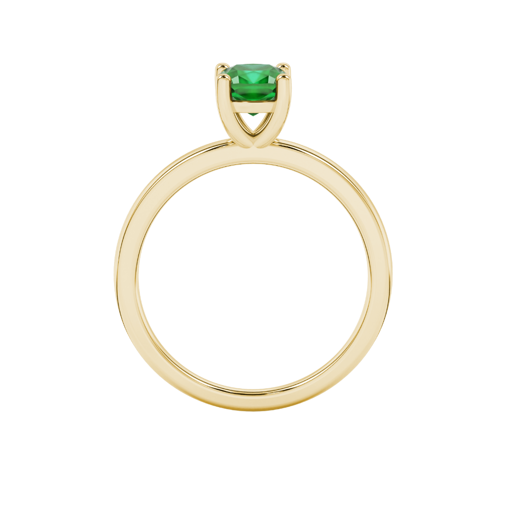 Green cushion cut solitaire gemstone ring in white gold four-prong setting