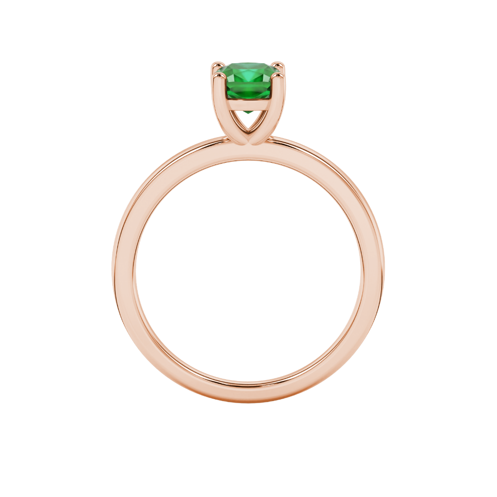 Green cushion cut solitaire gemstone ring in white gold four-prong setting