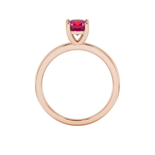 raspberry red gemstone cathedral ring in rose gold