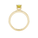 Yellow cushion cut solitaire gemstone ring in yellow gold four-prong setting