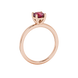 Red cushion cut solitaire gemstone ring in white gold four-prong setting