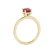 Red cushion cut solitaire gemstone ring in white gold four-prong setting