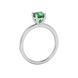 Green cushion cut solitaire gemstone ring in white gold four-prong setting