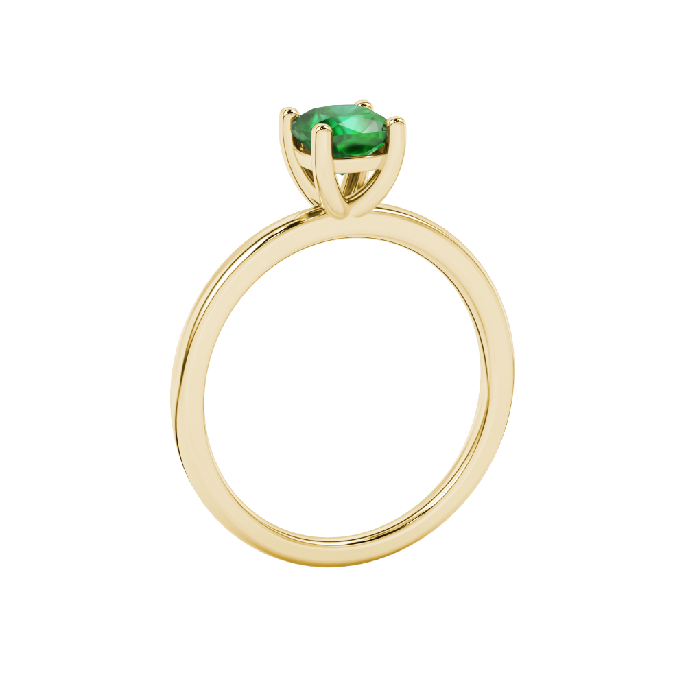 Green cushion cut solitaire gemstone ring in white gold four-prong setting
