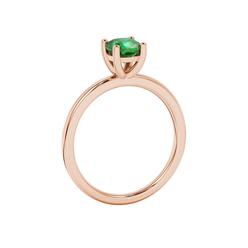 Green cushion cut solitaire gemstone ring in white gold four-prong setting