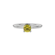 Yellow cushion cut solitaire gemstone ring in yellow gold four-prong setting