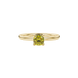 Yellow cushion cut solitaire gemstone ring in yellow gold four-prong setting