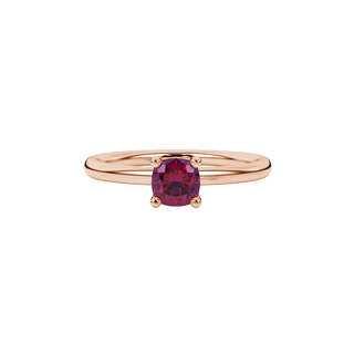 raspberry red gemstone cathedral ring in rose gold