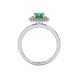 Green cushion cut gemstone double halo ring in rose gold