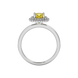 Yellow cushion cut gemstone double halo ring in rose gold