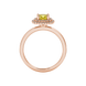 Yellow cushion cut gemstone double halo ring in rose gold