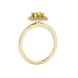 Yellow cushion cut gemstone double halo ring in rose gold