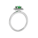 Green cushion cut gemstone double halo ring in rose gold