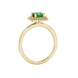 Green cushion cut gemstone double halo ring in rose gold