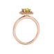 Yellow cushion cut gemstone double halo ring in rose gold