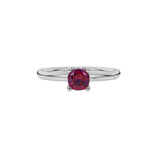 raspberry red gemstone cathedral basket ring in white gold