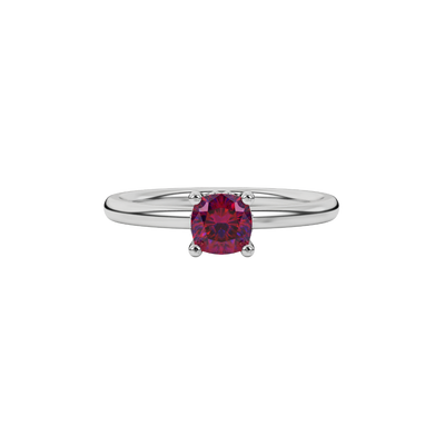raspberry red gemstone cathedral basket ring in white gold
