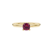 Red cushion cut solitaire gemstone ring in rose gold with classic four prong setting