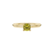Yellow cushion cut solitaire gemstone ring in rose gold with classic four prong setting