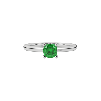 Green cushion cut solitaire gemstone ring in rose gold with classic four prong setting