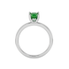 Green cushion cut solitaire gemstone ring in rose gold with classic four prong setting