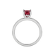 Red cushion cut solitaire gemstone ring in rose gold with classic four prong setting