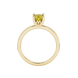 Yellow cushion cut solitaire gemstone ring in rose gold with classic four prong setting