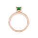 Green cushion cut solitaire gemstone ring in rose gold with classic four prong setting