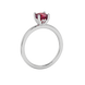 Red cushion cut solitaire gemstone ring in rose gold with classic four prong setting