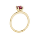 Red cushion cut solitaire gemstone ring in rose gold with classic four prong setting