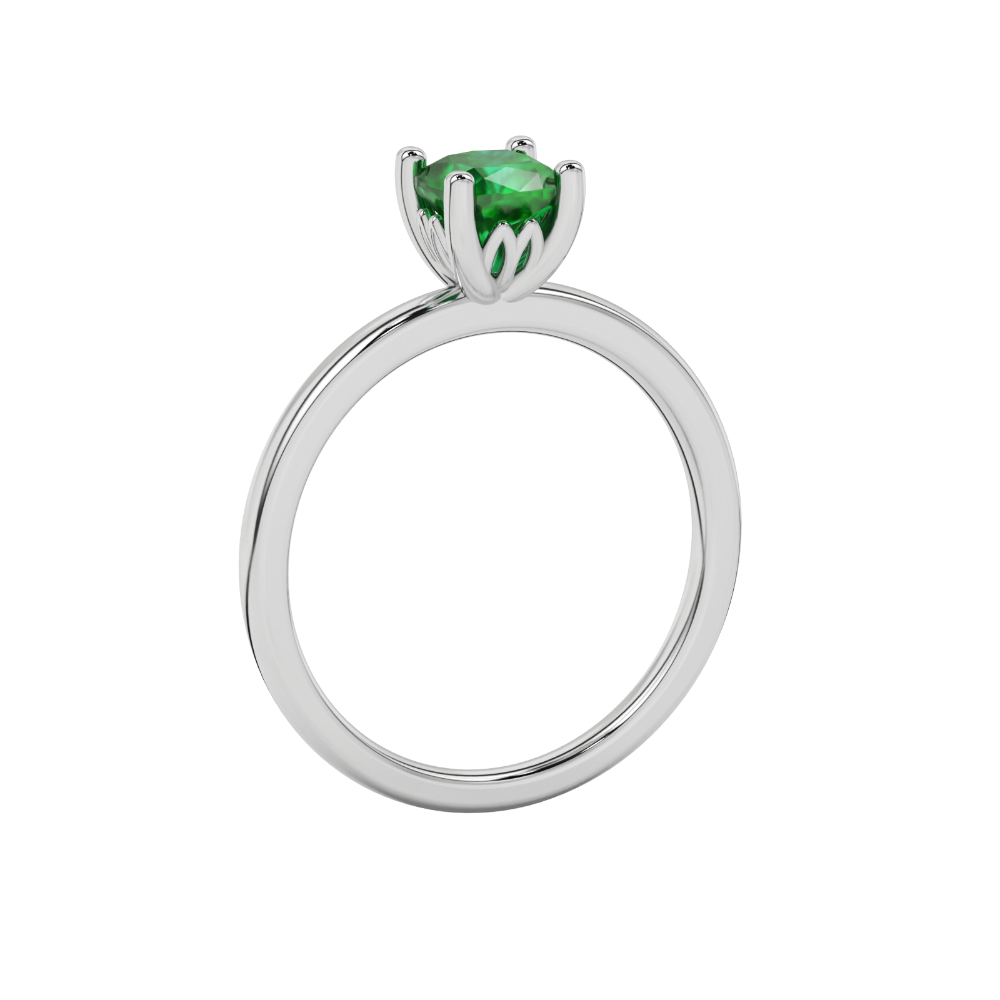 Green cushion cut solitaire gemstone ring in rose gold with classic four prong setting