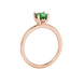 Green cushion cut solitaire gemstone ring in rose gold with classic four prong setting