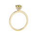 Yellow cushion cut gemstone ring with diamond gallery detailing in yellow gold