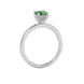 Green cushion cut gemstone ring with diamond gallery detailing in yellow gold