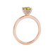 Yellow cushion cut gemstone ring with diamond gallery detailing in yellow gold