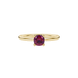 Red cushion cut gemstone ring with diamond gallery detailing in white gold