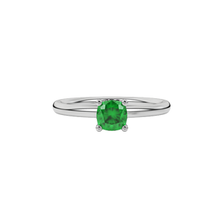 emerald green gemstone pave basket ring in white gold