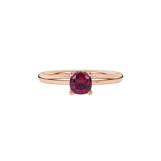 raspberry red gemstone pave basket ring in rose gold