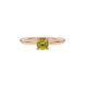 Yellow cushion cut gemstone ring with diamond gallery detailing in yellow gold