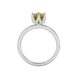 Yellow cushion cut floral solitaire ring in rose gold with six prong flower setting