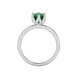 Green cushion cut floral solitaire ring in rose gold with six prong flower setting