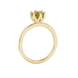 Yellow cushion cut floral solitaire ring in rose gold with six prong flower setting