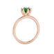 Green cushion cut floral solitaire ring in rose gold with six prong flower setting