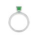 Green cushion cut solitaire gemstone ring with accent diamonds in rose gold four prong setting