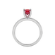 Red cushion cut solitaire gemstone ring with accent diamonds in rose gold four prong setting
