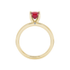Red cushion cut solitaire gemstone ring with accent diamonds in rose gold four prong setting