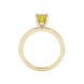Yellow cushion cut solitaire gemstone ring with accent diamonds in rose gold four prong setting