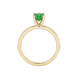 Green cushion cut solitaire gemstone ring with accent diamonds in rose gold four prong setting