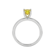 Yellow cushion cut solitaire gemstone ring with accent diamonds in rose gold four prong setting